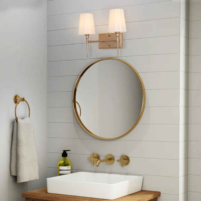 Modern 3-Light Gold Bathroom Vanity Light Fabric Wall Sconces