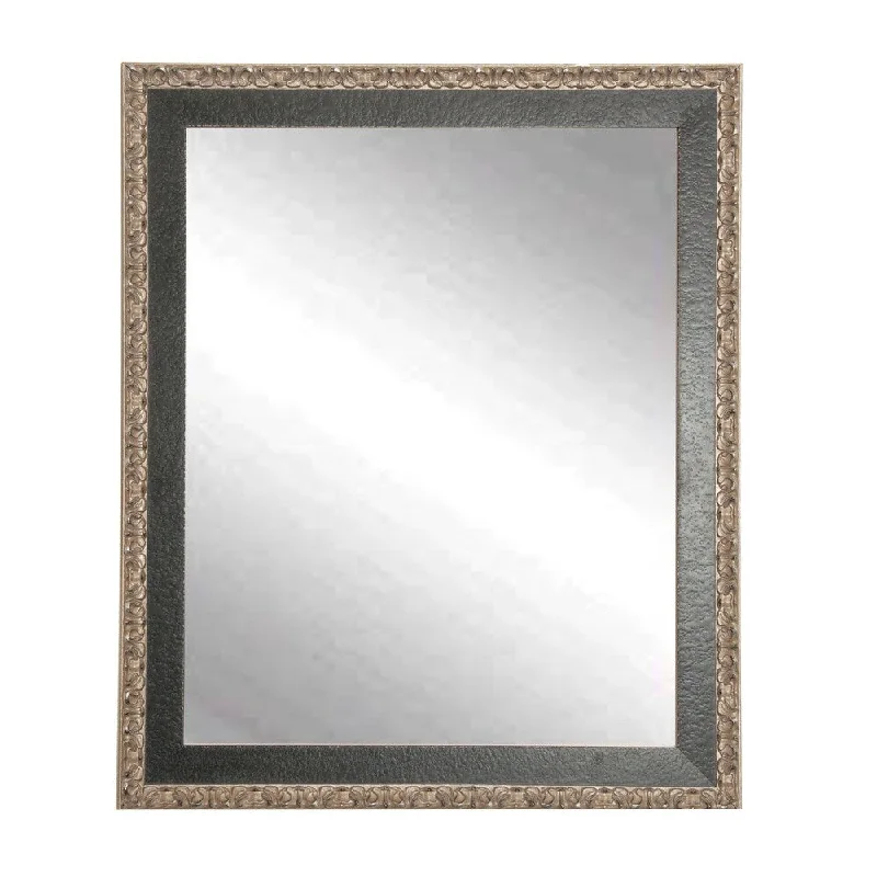 Multi Size BrandtWorks Noble Black and Pewter Finish Wood Frame Wall Mirror - Black/Silver