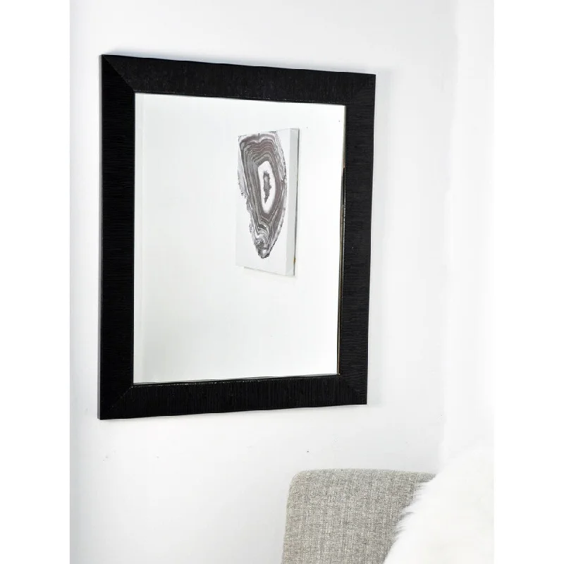 Multi Size Glossy Black Ribbed Wall Mirror