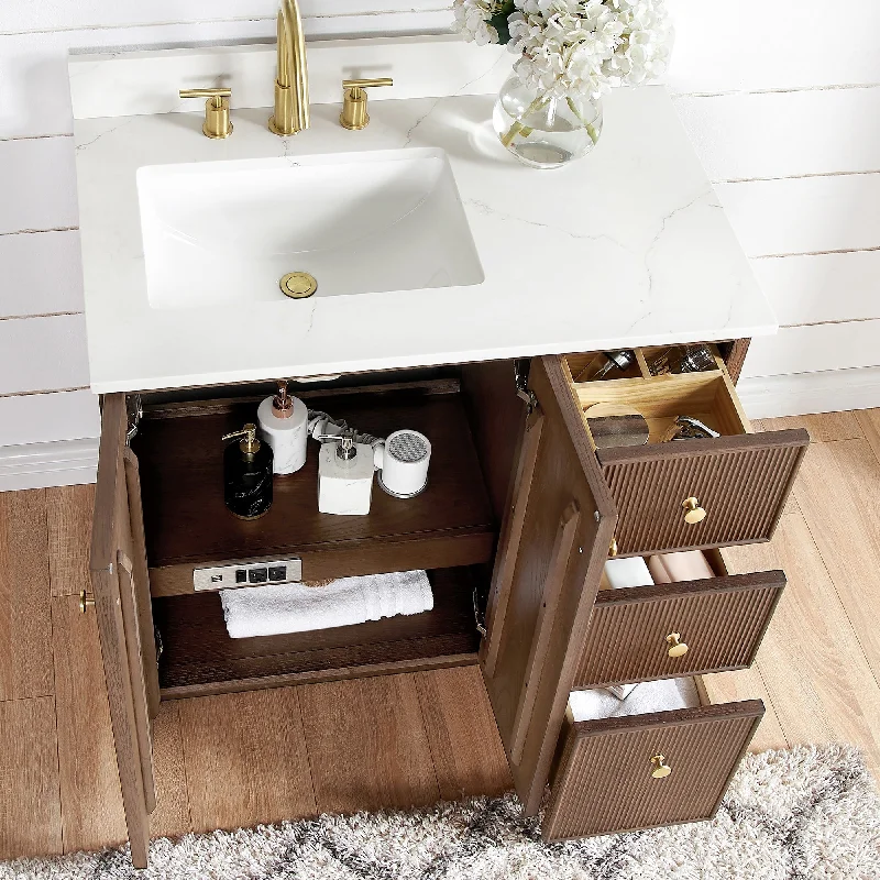 Oza Bath Vanity with Quartz Stone Top without Mirror