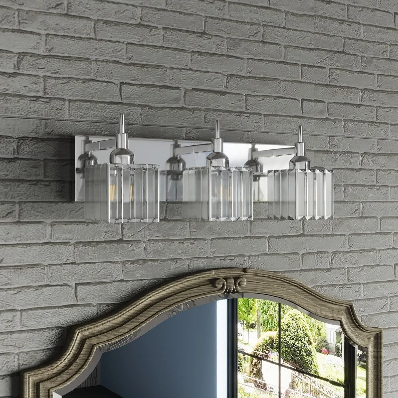 Polished Chrome 3-Light Bathroom Vanity Light with Clear Crystal Shades