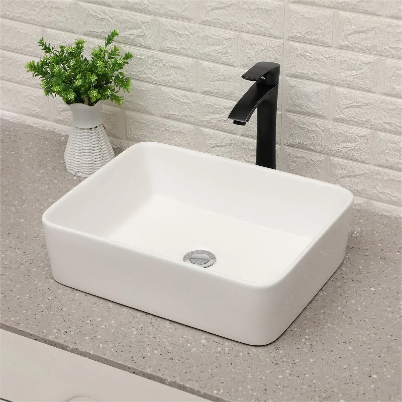 Rectangle Vessel Bathroom Sink with Single Lever Faucet