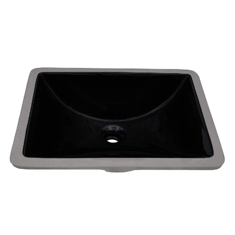 Ruvati 18 x 13 inch Undermount Bathroom Sink Black Porcelain Ceramic with Overflow - RVB0720BK