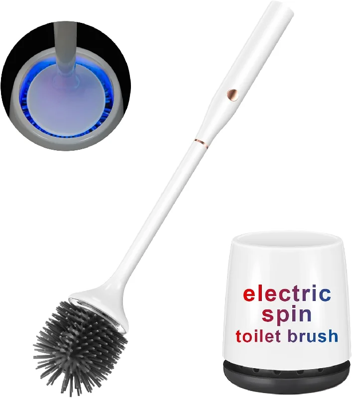 Silicone Toilet Brush Electric Toilet Brush and Holder Set with Ventilated Holder