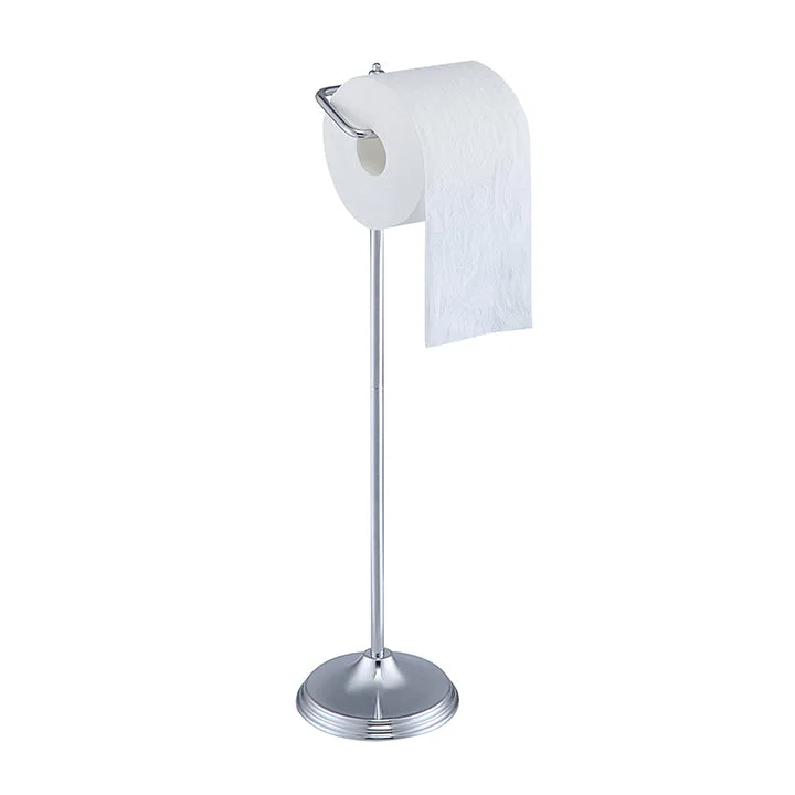 Bathroom Free Standing Toilet Tissue Paper Roll Holder Stand with Reserve Function, Chrome Finish