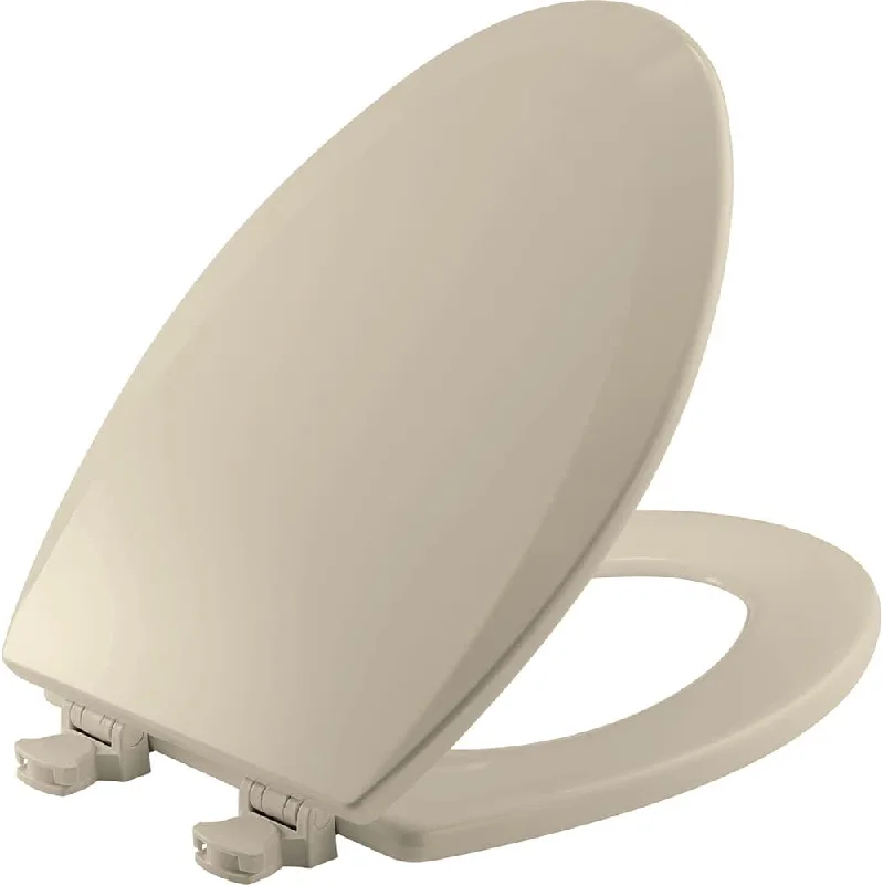 Toilet Seat Elongated Molded Wood With Easy Clean & Change Hinge, Almond Color