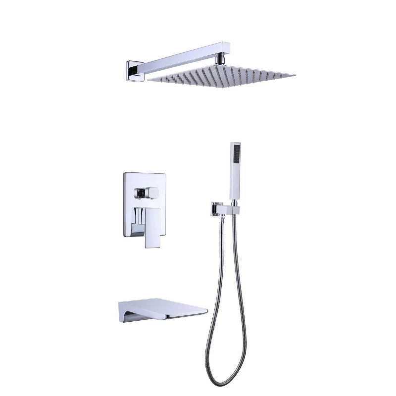 Trustmade Wall Mounted Square Rainfall Pressure Balanced Complteted Shower System