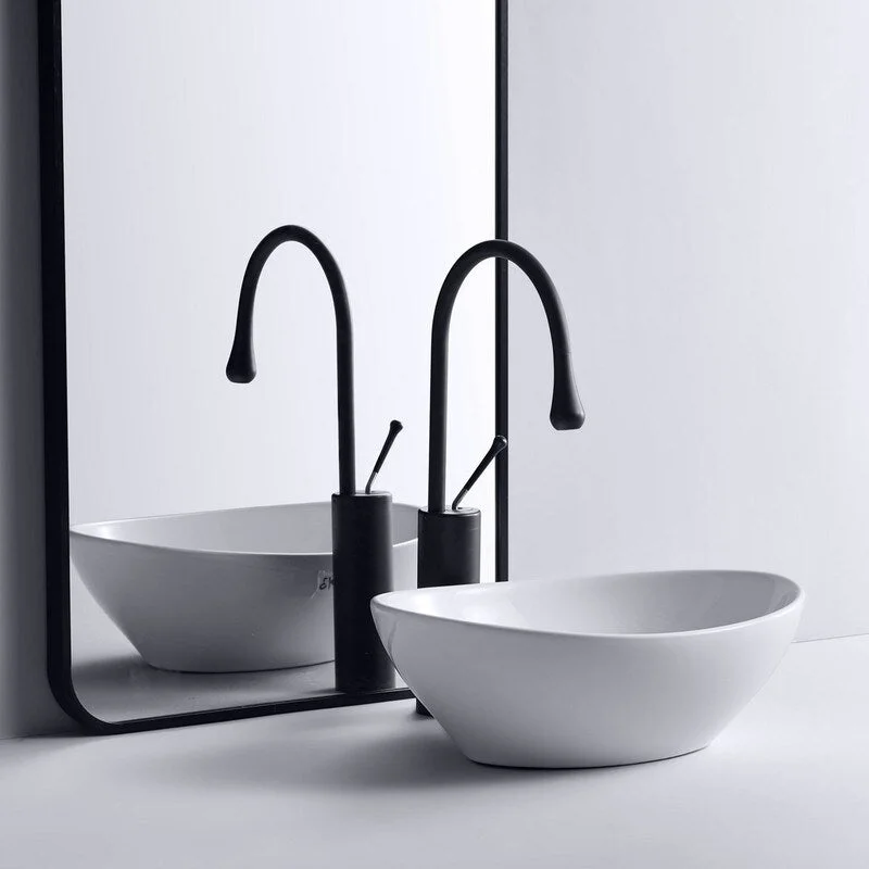 Unique oval white ceramic bathroom sink - 16.33W"*13.38D"*5.31H"