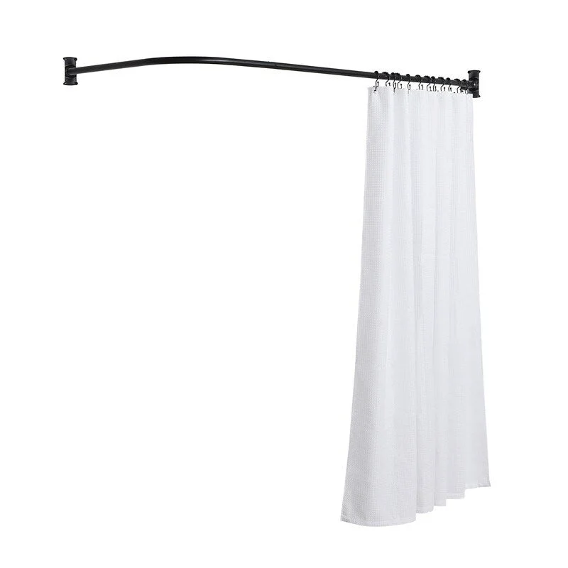 Utopia Alley 68x28in Rustproof Aluminum L-Shaped Corner Shower Curtain Rod, Black