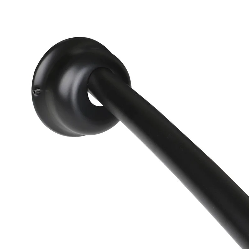 Utopia Alley Rustproof Wall Mounted Single Curved Shower Rod, Aluminum, adjustable from 45" to 72" Wide, Black - Matt black