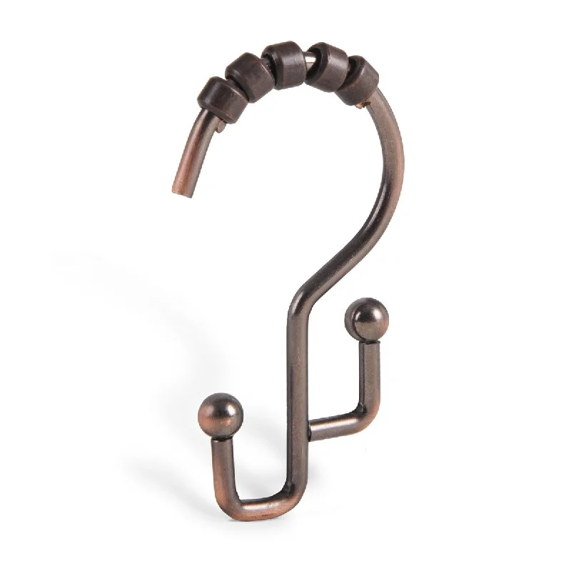 Utopia Alley Shower Hooks - Double Shower Curtain Rings for Bathroom - Set of 12, Oil Rubbed Bronze - Oil Rubbed Bronze