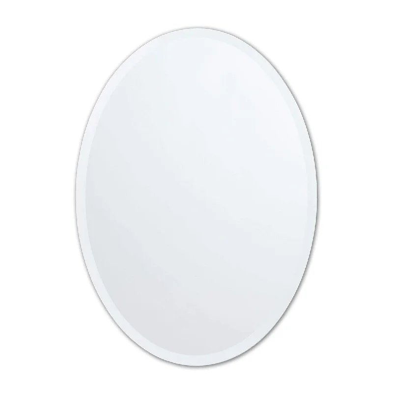 Vera 20 in. x 28 in. Small Frameless Oval Mirror in Silver