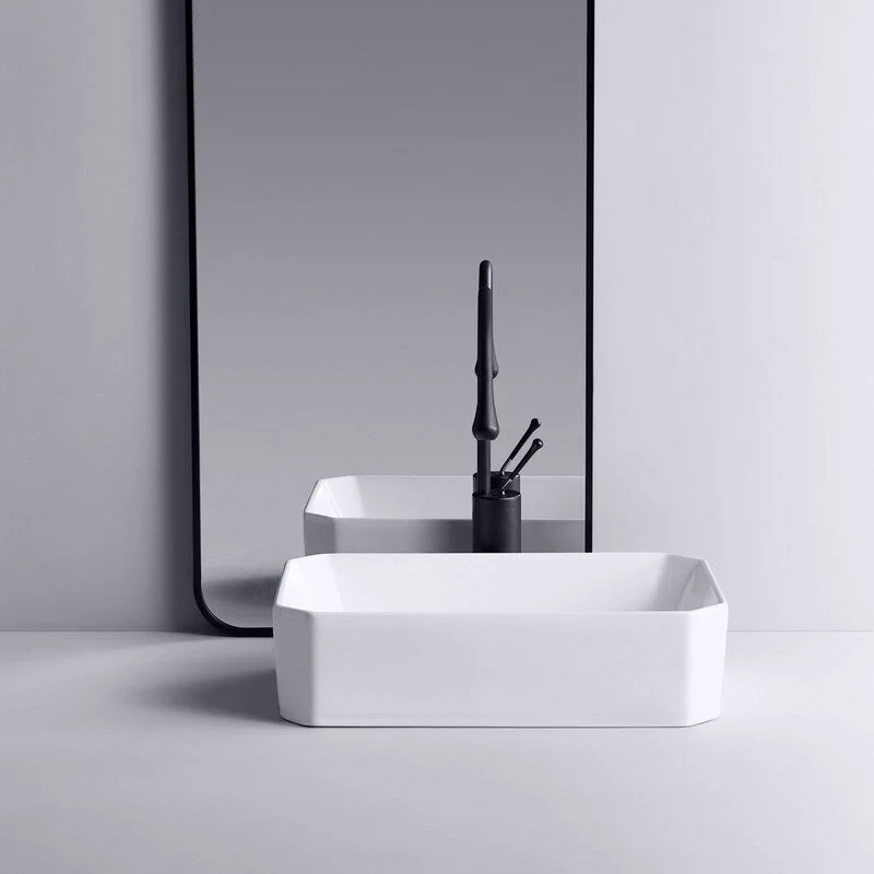 White glass ceramic ware bathroom sink rectangular - 19.68W"*14.56D"*5.31H"