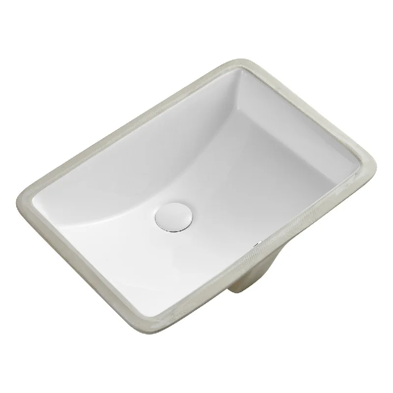 White Rectangle Bathroom Vessel Sink with Ceramic Drain And Overflow - 20.87 in. width