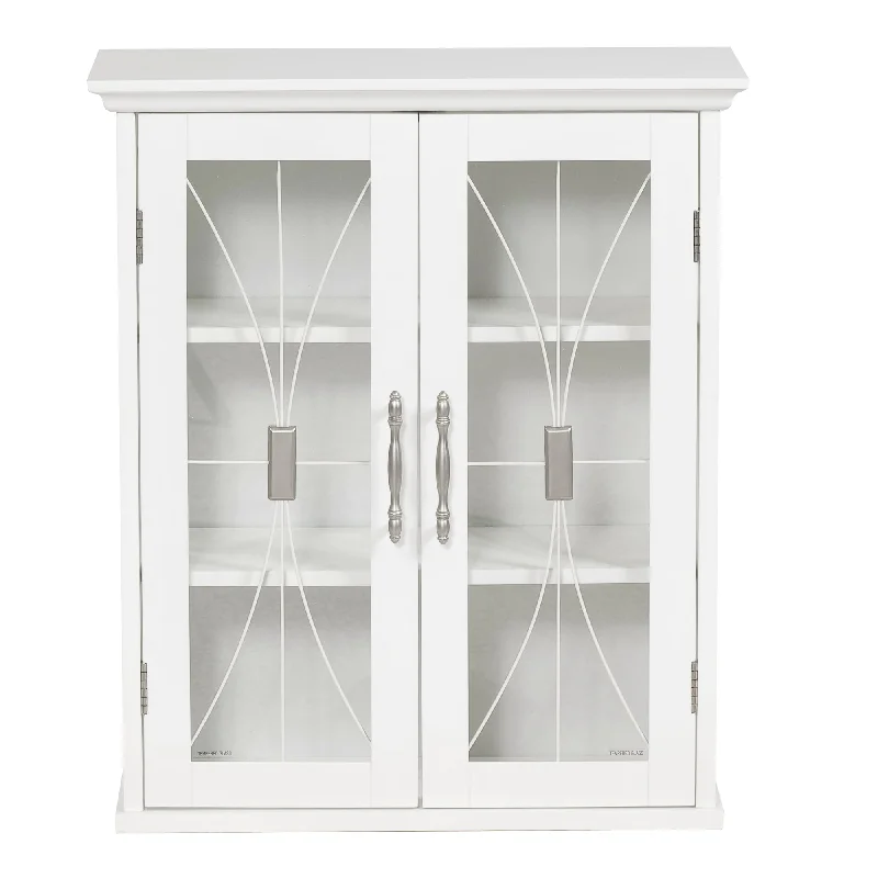 Wooden Wall Cabinet with 2 Doors, White