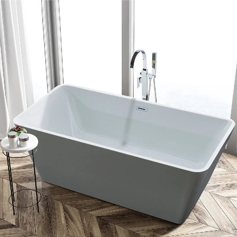 67 x 31.5 x 23.25 inch 100% Acrylic Freestanding Bathtub Brushed Nickel