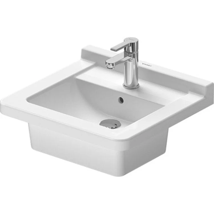 Lavatory Sink Starck 3 Wall Mount with Overflow 19-1/8 x 19-1/8 x 7-1/2 Inch 7-7/8 Inch Spread Rectangle White 3 Hole