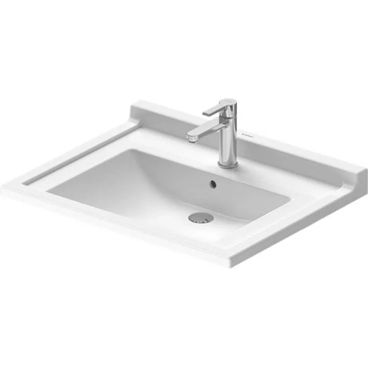 Lavatory Sink Starck 3 Wall Mount with Overflow 21-1/2 x 27-1/2 Inch 7-7/8 Inch Spread Rectangle White 3 Hole