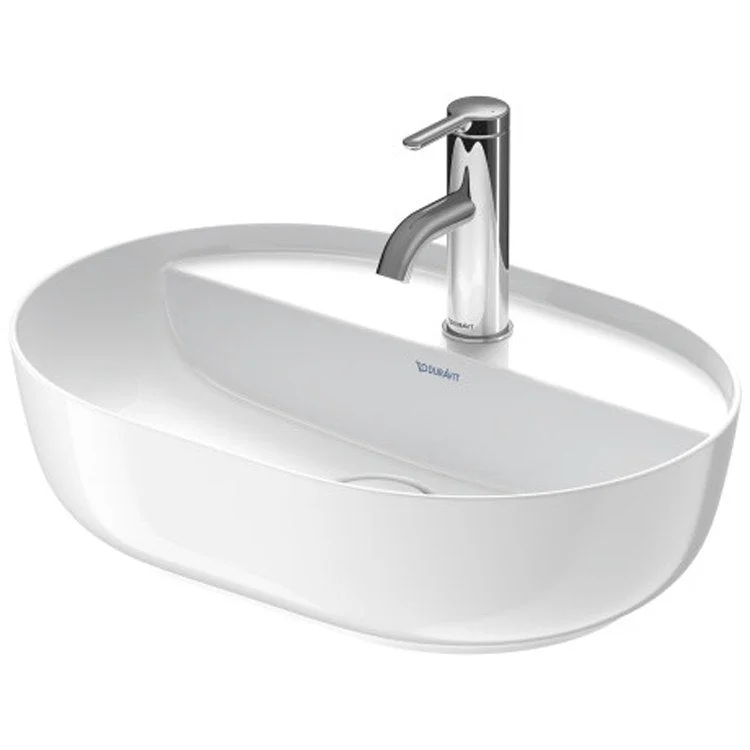 Lavatory Sink Luv Ground Less Overflow 13-3/4 x 19-1/4 Inch Oval White/White Satin Matte 1 Hole