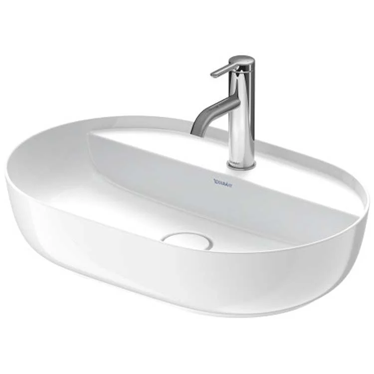 Lavatory Sink Luv Above Counter Less Overflow 15-3/4 x 23-5/8 Inch Oval White/Gray Satin Matte 1 Hole