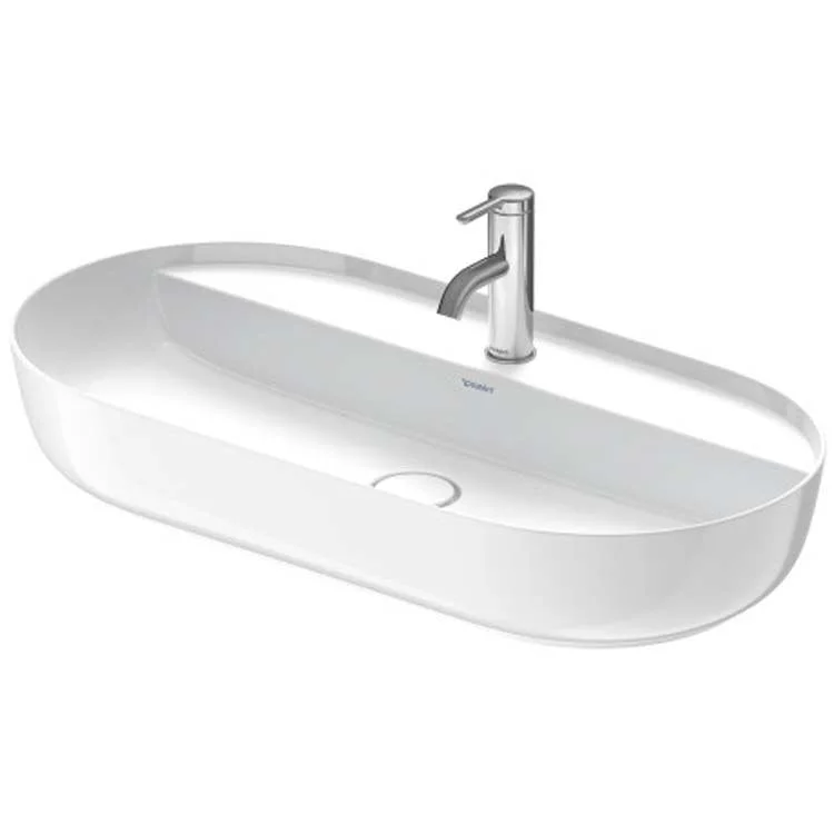 Lavatory Sink Luv Above Counter WonderGliss Surface Treatment Less Overflow 15-3/4 x 31-1/2 Inch Oval White/Gray Satin Matte 1 Hole