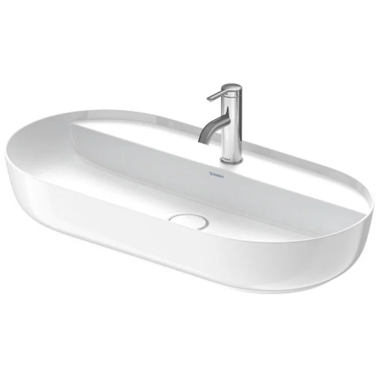 Lavatory Sink Luv Above Counter WonderGliss Surface Treatment Less Overflow 15-3/4 x 31-1/2 Inch Oval White/White Satin Matte 1 Hole