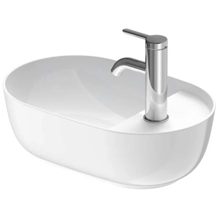 Lavatory Sink Luv Above Counter WonderGliss Less Overflow 16-1/2 x 10-5/8 Inch Oval White/Gray Satin Matte