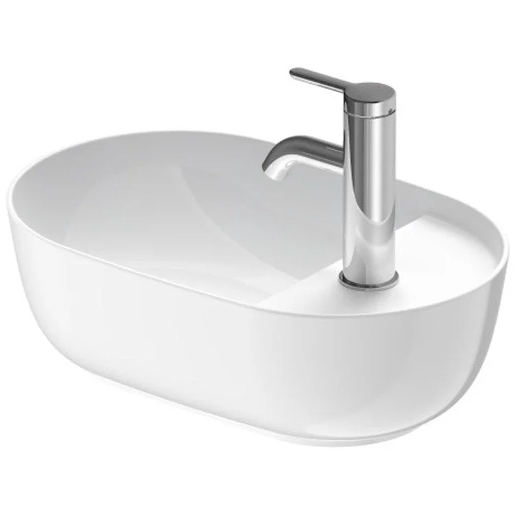 Lavatory Sink Luv Above Counter WonderGliss Less Overflow 16-1/2 x 10-5/8 Inch Oval White/White Satin Matte