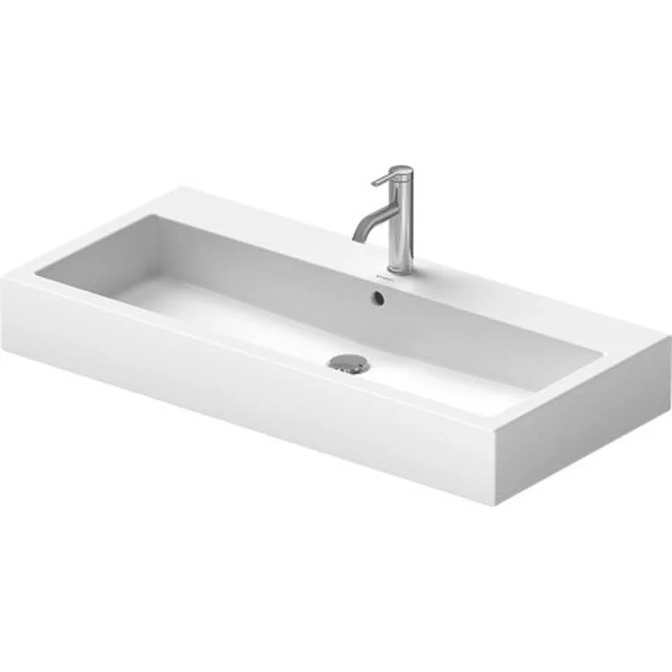 Lavatory Sink Vero Wall Mount with Overflow & WonderGliss Surface Treatment 39-3/8 x 18-1/2 Inch 7-7/8 Inch Spread Rectangle White 3 Hole