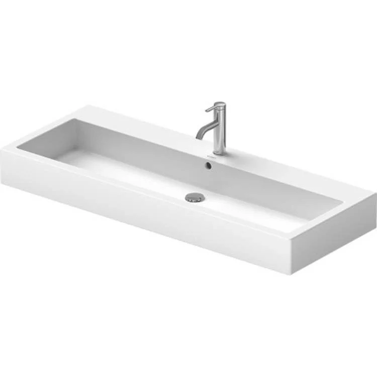 Lavatory Sink Vero Ground with Overflow & WonderGliss Surface Treatment 18-1/2 x 47-1/4 Inch 7-7/8 Inch Spread Rectangle White 3 Hole