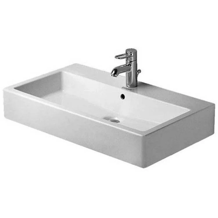 Lavatory Sink Vero Ground with Overflow 31-1/2 x 18-1/2 Inch 7-7/8 Inch Spread Rectangle White 3 Hole