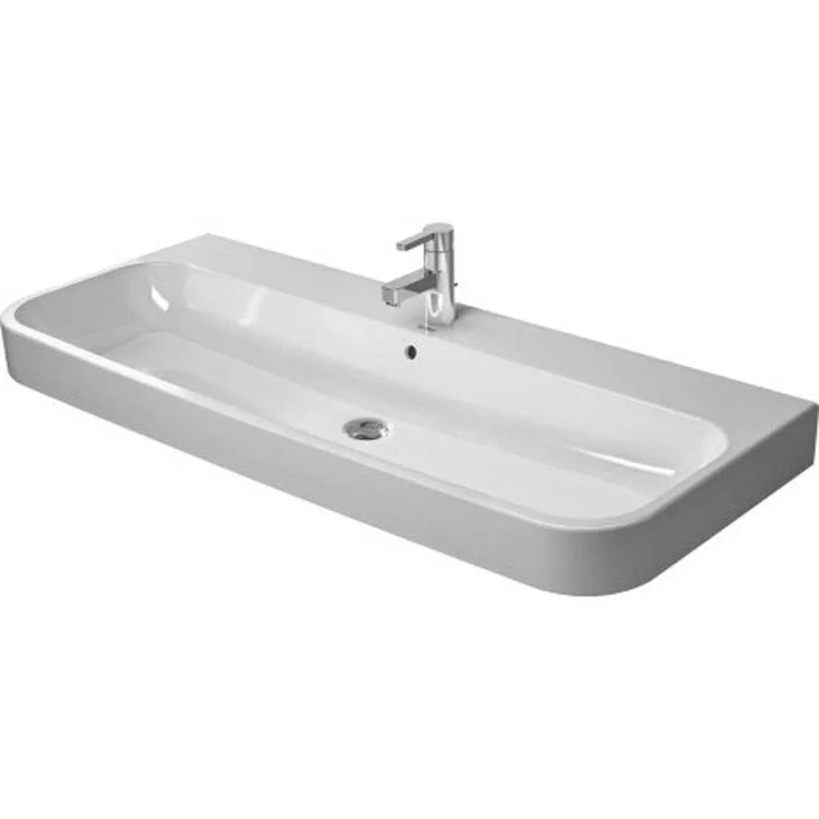 Lavatory Sink Happy D.2 Wall Mount with Overflow & WonderGliss Surface Treatment 19-7/8 x 47-1/4 Inch Rectangle White 1 Hole