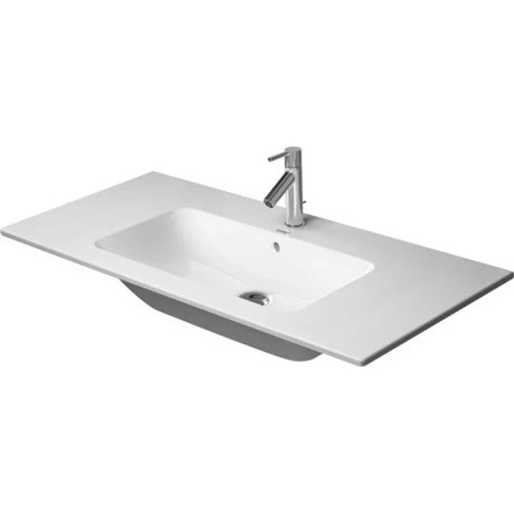 Lavatory Sink ME by Starck Wall Mount with Overflow & WonderGliss Surface Treatment 19-1/4 x 40-1/2 Inch Rectangle White 1 Hole