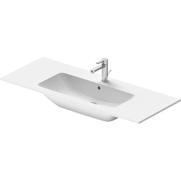 Lavatory Sink ME by Starck Wall Mount with Overflow & WonderGliss Surface Treatment 19-1/4 x 48-3/8 Inch Rectangle White Satin Matte 1 Hole