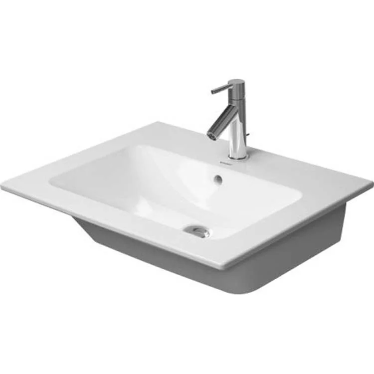 Lavatory Sink ME by Starck Wall Mount with Overflow 19-1/4 x 24-3/4 Inch Rectangle White Satin Matte 1 Hole