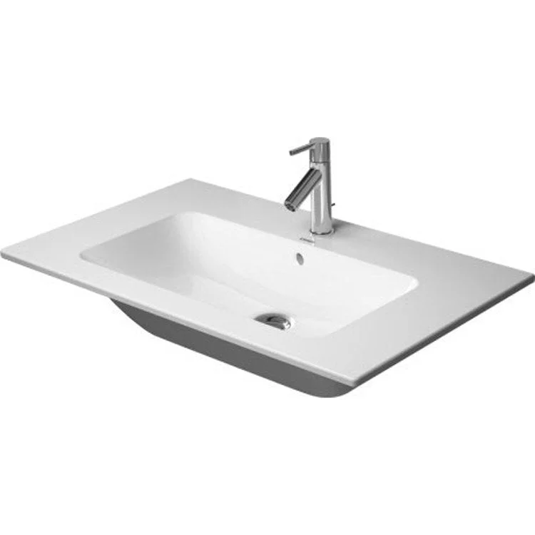 Lavatory Sink ME by Starck Wall Mount with Overflow & WonderGliss 32-5/8 x 19-1/4 Inch Rectangle White 1 Hole