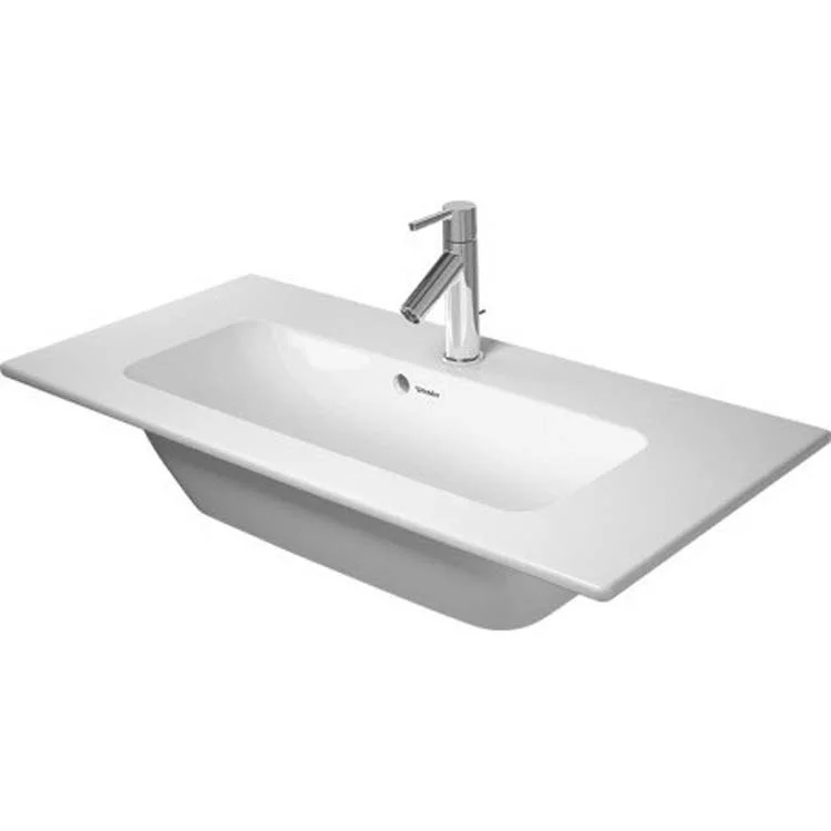 Lavatory Sink ME by Starck Wall Mount with Overflow 15-3/4 x 32-5/8 Inch Rectangle White Satin Matte 1 Hole 1 Hole