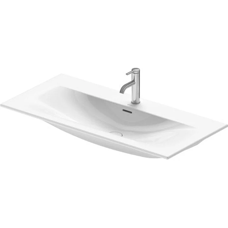 Lavatory Sink Viu Wall Mount with Overflow & WonderGliss Surface Treatment 19-1/4 x 40-1/2 Inch 7-7/8 Inch Spread Rectangle White 3 Hole Ceramic