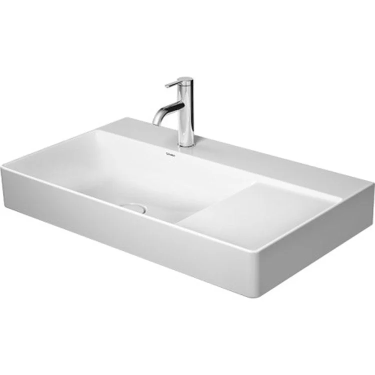 Lavatory Sink DuraSquare Ground Mount Left Less Overflow 31-1/2 x 18-1/2 Inch 3-7/8 Inch Spread Rectangle White 2 Hole