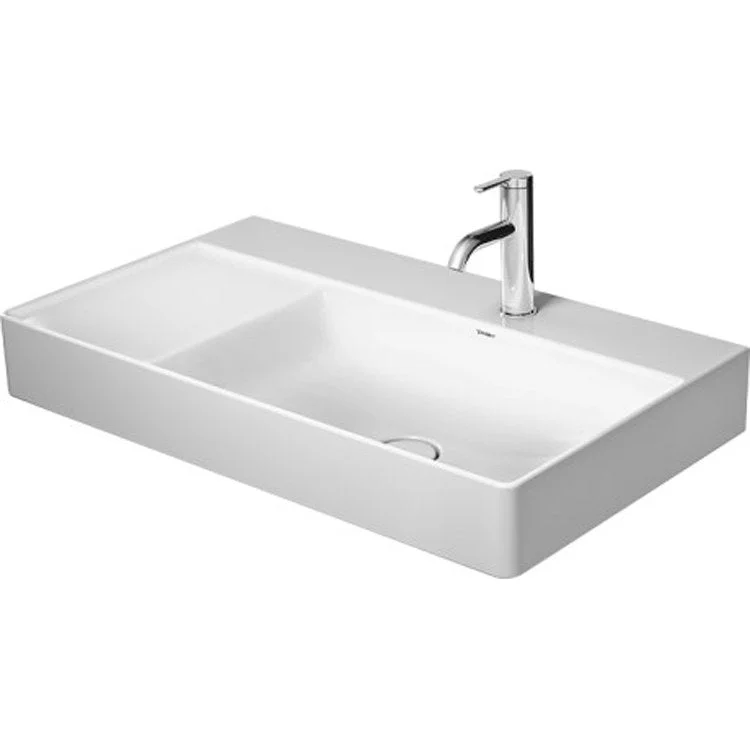 Lavatory Sink DuraSquare Ground Right Less Overflow 18-1/2 x 31-1/2 Inch 3-7/8 Inch Spread Rectangle White 2 Hole 5-3/4 Inch