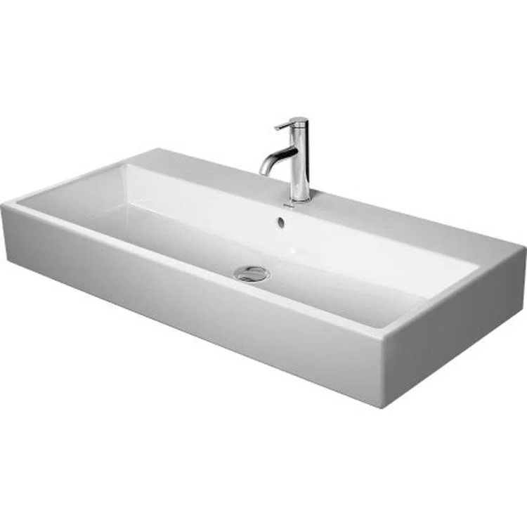 Lavatory Sink Vero Air Wall Mount WonderGliss Surface Treatment with Overflow 18-1/2 x 39-3/8 Inch Rectangle White 1 Hole