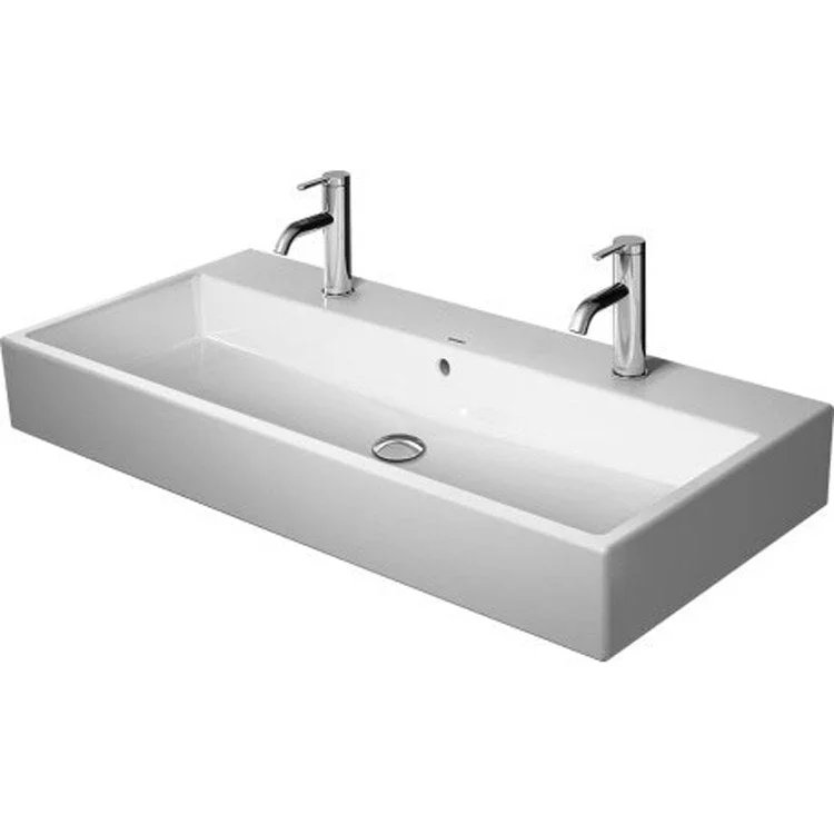 Lavatory Sink Vero Air Wall Mount WonderGliss Surface Treatment with Overflow 18-1/2 x 39-3/8 Inch 18-1/4 Inch Spread Rectangle White 2 Hole