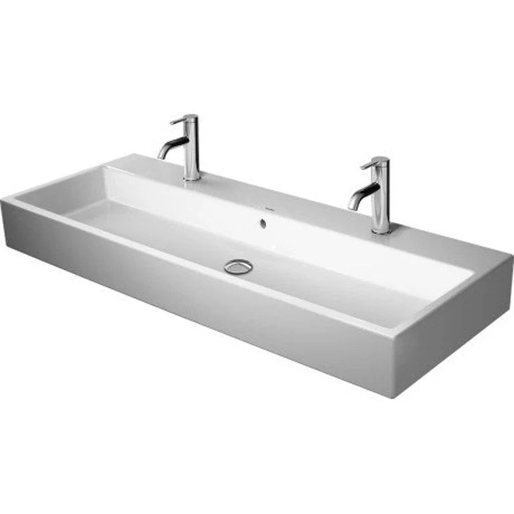 Lavatory Sink Vero Air Ground with Overflow 47-1/4 x 18-1/2 Inch 22-1/4 Inch Spread Rectangle White 2 Hole