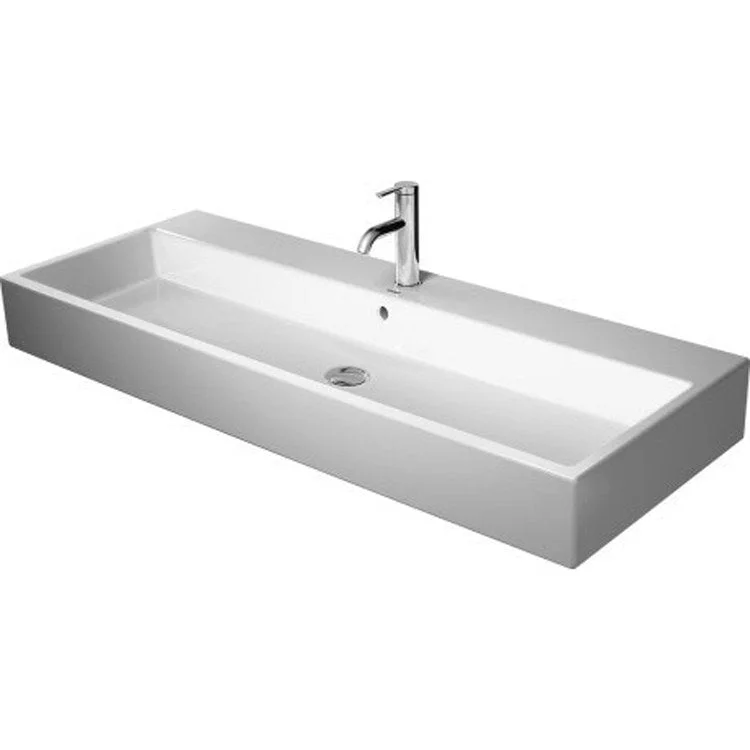 Lavatory Sink Vero Air Ground with Overflow 18-1/2 x 47-1/4 Inch Rectangle White 1 Hole