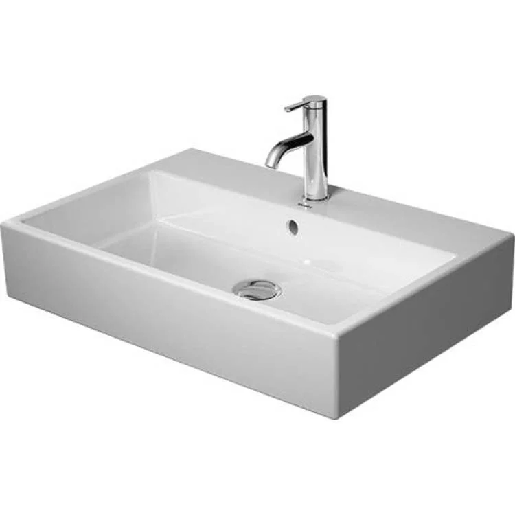 Lavatory Sink Vero Air with Overflow & WonderGliss Surface Treatment 27-1/2 x 18-1/2 Inch 7-7/8 Inch Spread Rectangle White 3 Hole