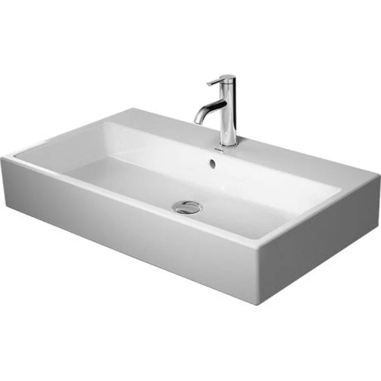 Lavatory Sink Vero Air Wall Mount with Overflow & WonderGliss 31-1/2 x 18-1/2 Inch Rectangle White