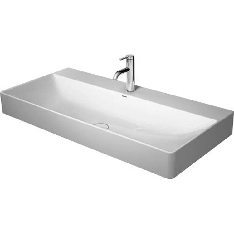 Lavatory Sink DuraSquare Wall Mount WonderGliss Surface Treatment Less Overflow 18-1/2 x 39-3/8 Inch 3-7/8 Inch Spread Rectangle White 2 Hole