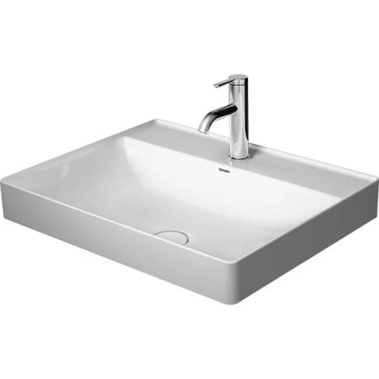 Lavatory Sink DuraSquare Above Counter WonderGliss Less Overflow 23-5/8 x 18-1/2 Inch 3-7/8 Inch Spread Rectangle White 2 Hole