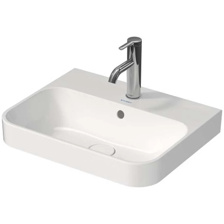 Lavatory Sink Happy D.2 Plus Above Counter with Overflow & WonderGliss 19-5/8 x 15-3/4 Inch Rectangle Anthracite 1 Hole