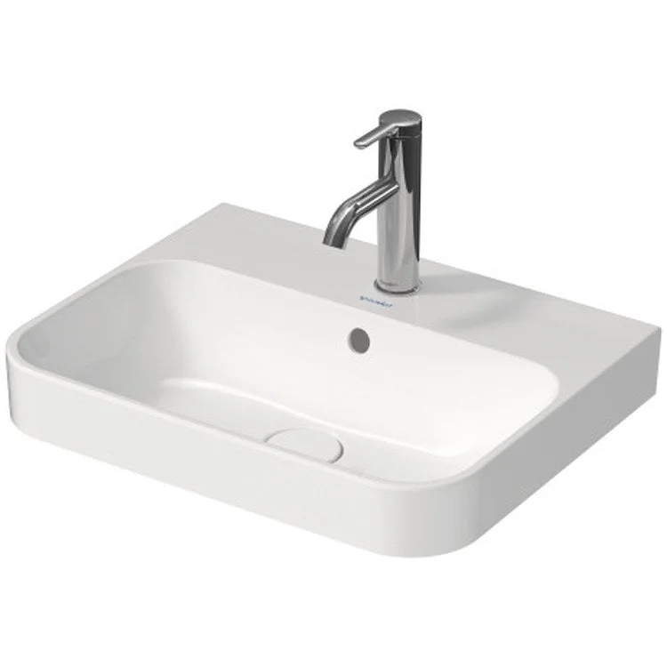 Lavatory Sink Happy D.2 Plus Above Counter with Overflow & WonderGliss Surface Treatment 15-3/4 x 19-5/8 Inch Rectangle White/Anthracite Matte